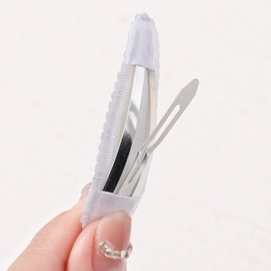 Fermagli per capelli in tessuto bianco con pizzo per bambine, set di mollette clic clac eleganti