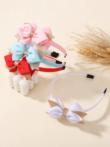 Détail de serre-têtes à nœuds pailletés pour filles en rose, bleu, rouge et blanc