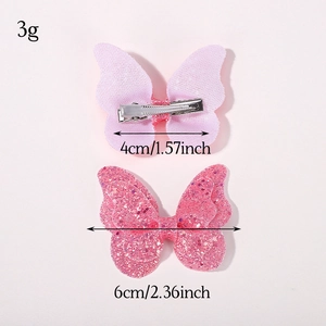 Set di fermagli per capelli a farfalla glitterati e in tessuto con clip a coccodrillo