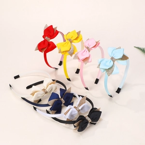 Lot de 8 serre-têtes à paillettes pour enfants en rouge, rose et tons bleu marine