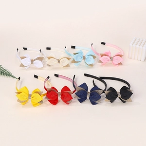 Lot de 8 serre-têtes à nœuds pailletés pour filles en plusieurs couleurs variées