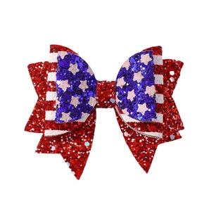 Noeuds de cheveux pailletés drapeau USA avec étoiles et rayures pour filles