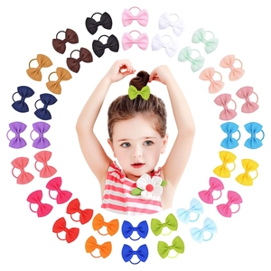 Lot d'élastiques à cheveux avec nœuds en ruban gros-grain pour filles en couleurs variées