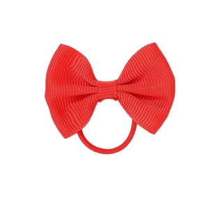Nœud rouge pour cheveux d'enfants en ruban gros-grain sur élastique pour filles