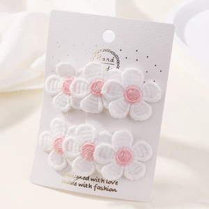 Embroidered Flower Daisy Hair Clips For Baby Girls Kids Fabric Lace Floral BB Clips Sweet Hair Accessories For Toddlers