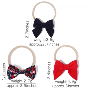 Dreiteiliges Baby-Stirnband-Set mit Cord-Schleifen und Blumenmuster auf Nylonbändern