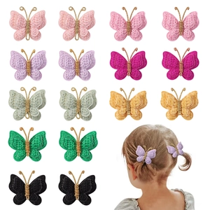 Handmade knitted butterfly hair clip set in multiple colors for girls and babies