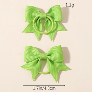 Coppia di elastici per capelli con fiocco in gros-grain verde brillante per bambine