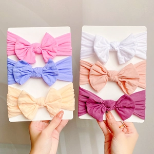 Baby Bow Headband Collection Elastic Soft Nylon Knit Solid Color Wide Hairband For Infants Toddlers Girls Hair Accessories