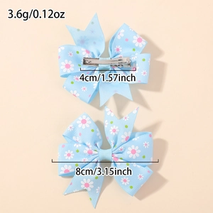 Lot de barrettes à cheveux pour filles avec nœuds en ruban bleu clair et motif marguerite