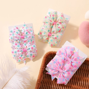 Set de barrettes à cheveux en ruban gros-grain à fleurs marguerites sur cartons