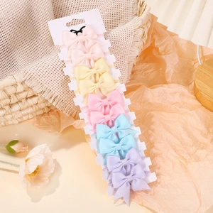 Set di 10 elastici per capelli con fiocchi in nastro grosgrain in tonalità pastello vivaci