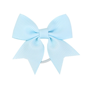 Fiocco per capelli in nastro grosgrain azzurro con elastico bianco per acconciature bimba