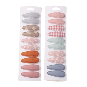 Lot de 20 barrettes à cheveux en tissu aux couleurs Morandi avec broderies florales