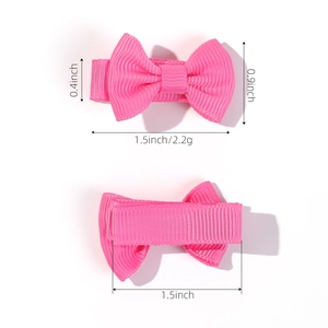 Pink 1.5 inch mini ribbon bow hair clips set for girls with durable metal alligator grip