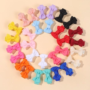 Set of 20+ colorful grosgrain ribbon bow hair clips for girls in various candy colors