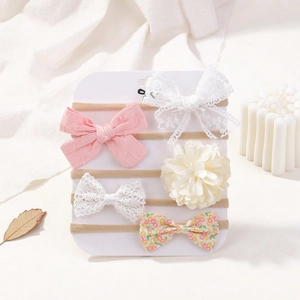 Fasce Per Capelli In Nylon Per Neonati Con Fiocco Pizzo Decorazione Floreale Per Bambine Neonata Carina Principessa Accessori Capelli