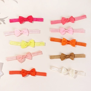 Lot de 10 bandeaux élastiques pour bébé avec nœuds pailletés colorés en divers tons