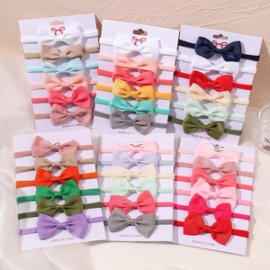 Baby Girls Bow Headbands Elastic Soft Nylon Hair Bands Ribbed Ribbon Hair Accessories For Newborn Toddler Kids Multicolored Headband