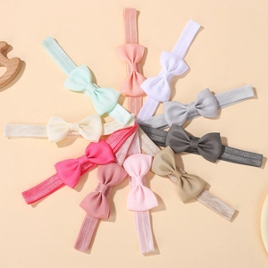 Lot de 10 bandeaux pour bébé avec nœuds en gros-grain aux couleurs pastel et neutres