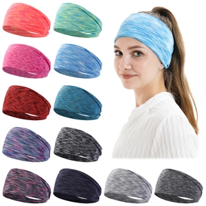 Westlicher Stil Elastisches Sport Stirnband Set Gestreift Space-Dye Schweißband Elastisches Yoga Laufen Haarband Für Damen Mädchen Fitness Zubehör