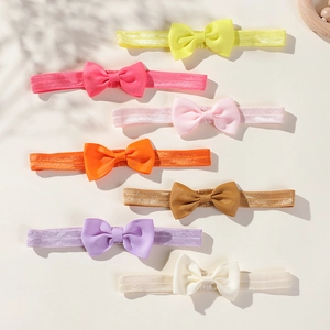 Bandeaux Bébé Fille à Nœud Élastique Couleurs Assorties Ruban Gros-Grain en Polyester Accessoires Cheveux Doux pour Photographie Quotidienne
