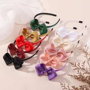 Lot de 10 serre-têtes pour enfants avec nœuds en ruban gros-grain de couleurs variées