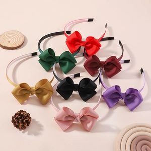 Serre-Têtes Nœud en Ruban Gros-Grain Fait Main pour Filles Enfants Double Couche Grands Serre-Têtes Accessoires Cheveux