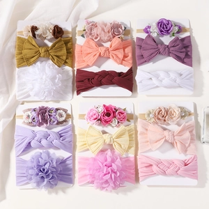 Lot de 18 bandeaux bébé élastiques avec fleurs et nœuds aux couleurs de Morandi