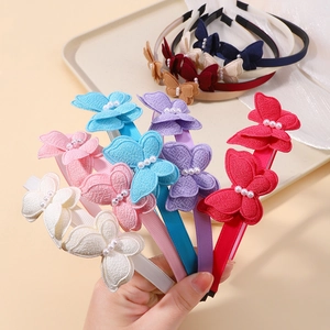 Cerchietti per capelli da principessa con farfalle ricamate in 3D e perle eleganti