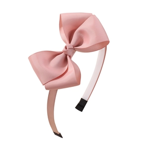 Serre-tête rose à double nœud en ruban gros-grain pour filles avec embouts antidérapants