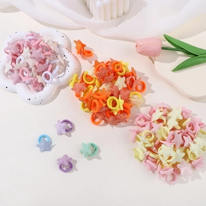 Ensemble d'Élastiques à Cheveux en Nylon à Haute Élasticité pour Filles Enfants Motif Étoile Couleurs Macaron Chouchous en Tissu Bandeaux