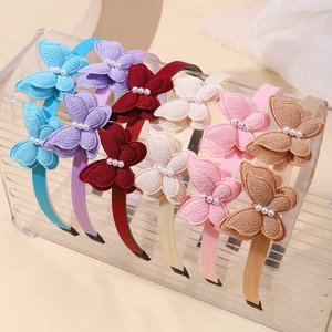 Cerchietto per Capelli con Farfalla 3D Bambina Colore Macaron Künstliche Perle Sintetiche Fascia in Tessuto Accessori Capelli Principessa