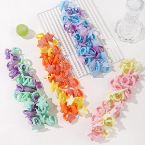 Lot de chouchous élastiques colorés à motif d'étoiles macaron pour enfants aux tons vifs