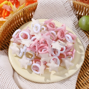 Set de chouchous élastiques en nylon pour enfants avec étoiles en rose et beige