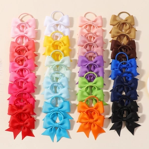Set elastici per capelli con fiocchi in nastro grosgrain per bambine, colori vivaci