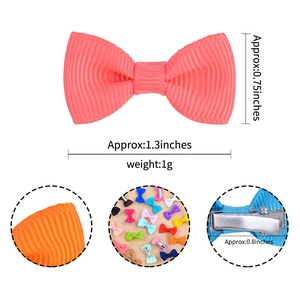 Solid color baby bow hair clip set with ribbed ribbon texture and metal alligator clip