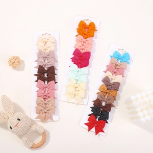Set of colorful grosgrain ribbon swallowtail bow clips for girls hair styling