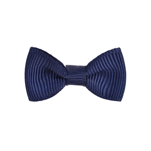 Detailed view of dark navy grosgrain ribbon bow with fine ribbed texture for hair accessories