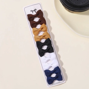 10-piece solid color grosgrain ribbon bow hair clips set for babies in 5 classic shades