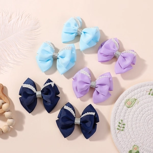 Lot de 6 barrettes à cheveux à paillettes faites main avec perles pour filles et fêtes