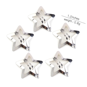 Five-piece silver star snap hair clips set made of polished metal for girls and women