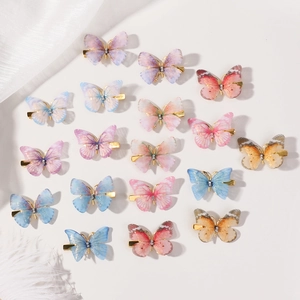 Tüll Schmetterling Haarspangen Set Spitze Strass Entenschnabelklemmen Süße Prinzessin Haarnadeln Für Kinder Mädchen Haarschmuck