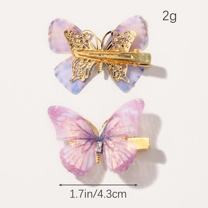 Bunte, durchscheinende Tüll-Schmetterling-Haarspangen mit glitzernden Strasssteinen