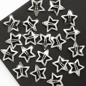 Silver Star Snap Hair Clips Metal Star Shaped Hairpins Mini Five Pointed Star Hair Accessories For Girls Women Daily Styling