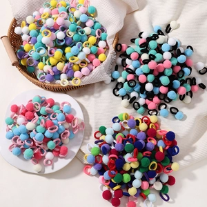 Cute Faux Fur Pom Pom Hair Ties Elastic Hair Bands Soft Plush Scrunchies For Kids Girls Hair Accessories Daily Party Styling