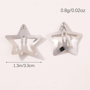 Silver pentagram star hair clip set with 3.3cm width and lightweight 0.8g metal alloy design
