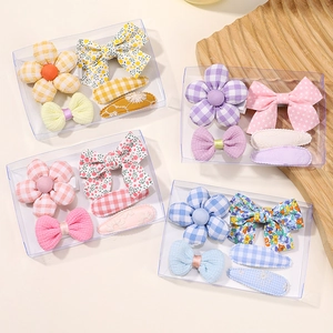 Mini baby hair clip set with floral bows and bunny ears for toddler girls