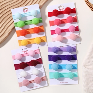 Lot de 16 bandeaux élastiques en nylon avec pompons colorés pour bébés et fillettes
