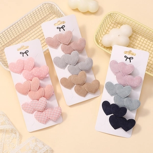 Mädchen Süße Stoff Herz Haarspangen Mehrere Stile Karo Punkt Muster Haarnadeln Für Kinder Prinzessin Party Täglicher Kopfschmuck